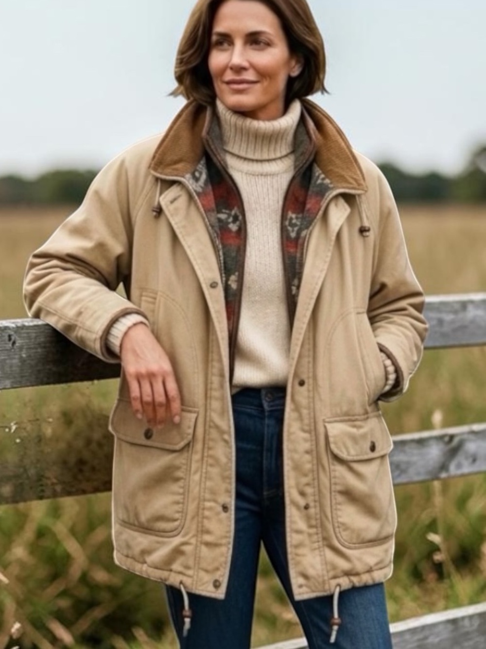 Izzy Barn Chore Canvas Utility Reversible Vintage Oversized Jacket L